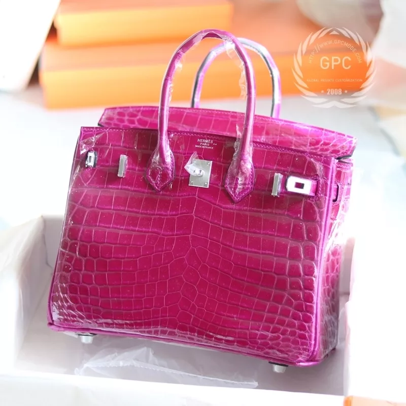 E5 rose tyrien alligator Crocodile birkin 25 PHW