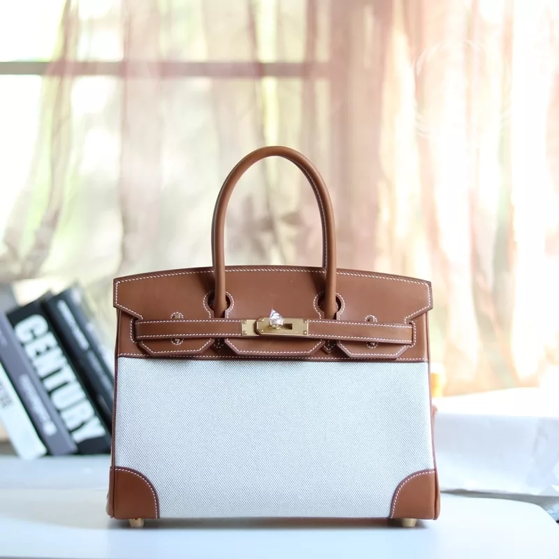 gold barenia with white Canvas birkin 30 GHW