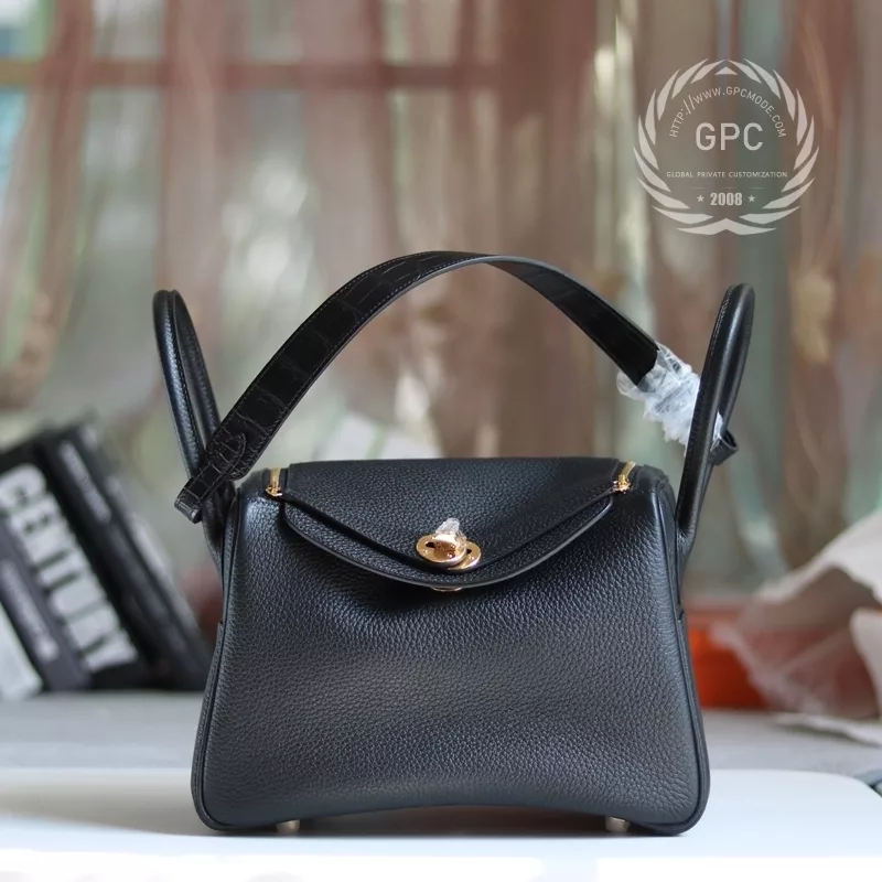 89 noir black Clemence with Crocodile Strap lindy 26 GHW