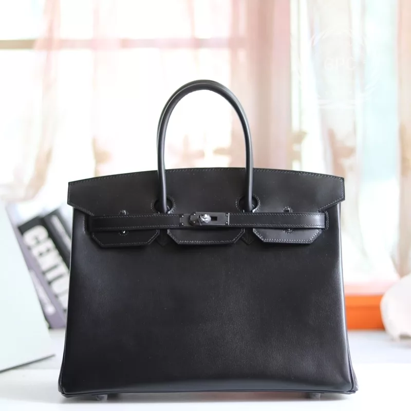 89 noir Black Box leather birkin 35 so black