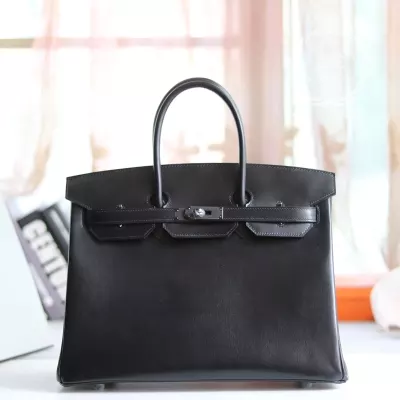 89 noir Black Box leather birkin 35 so black