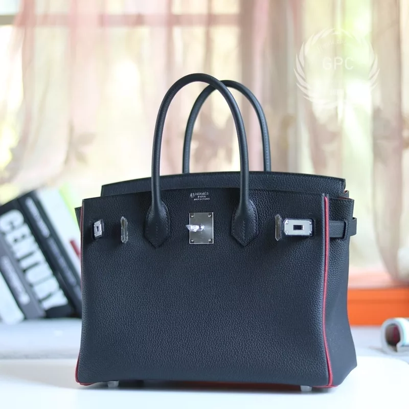 89 noir black togo with red birkin 30 PHW