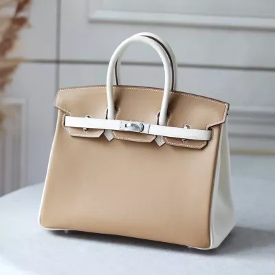 4B Biscuit and nata swift birkin 25 bi-color with Brushed PHW