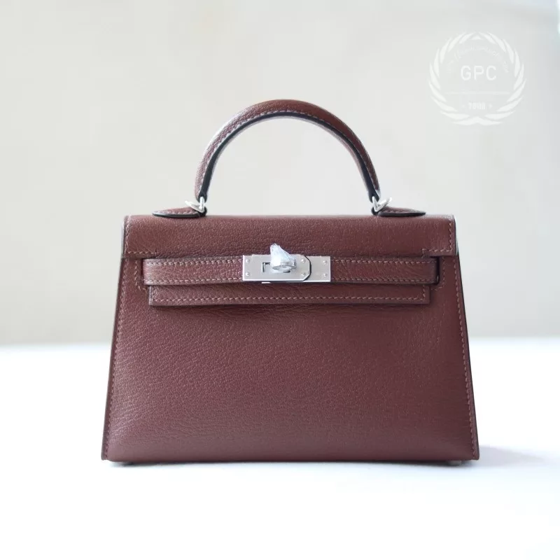 41 Havane cherve leather mini kelly II with PHW