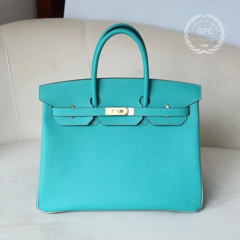 7F BIeu Paon & Gris TourtereIIe epsom birkin 35 with GHW