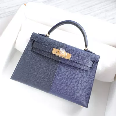 blue saphire & blue nuit epsom and gold interior kelly mini II with ghw
