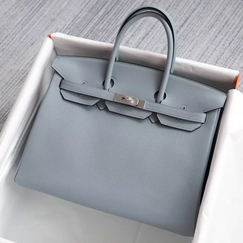J7 BIue Lin and gold interior togo birkin 35 with phw