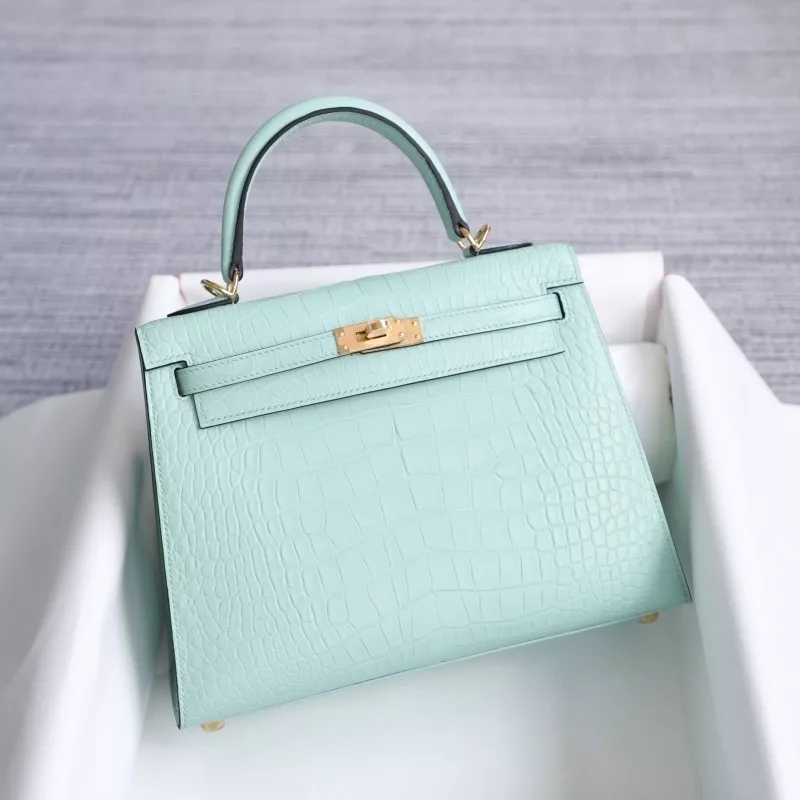 6U Vert D Eau matte aligator crocodile kelly 25 sellier with ghw