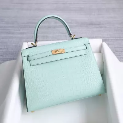 6U Vert D Eau matte aligator crocodile kelly 25 sellier with ghw