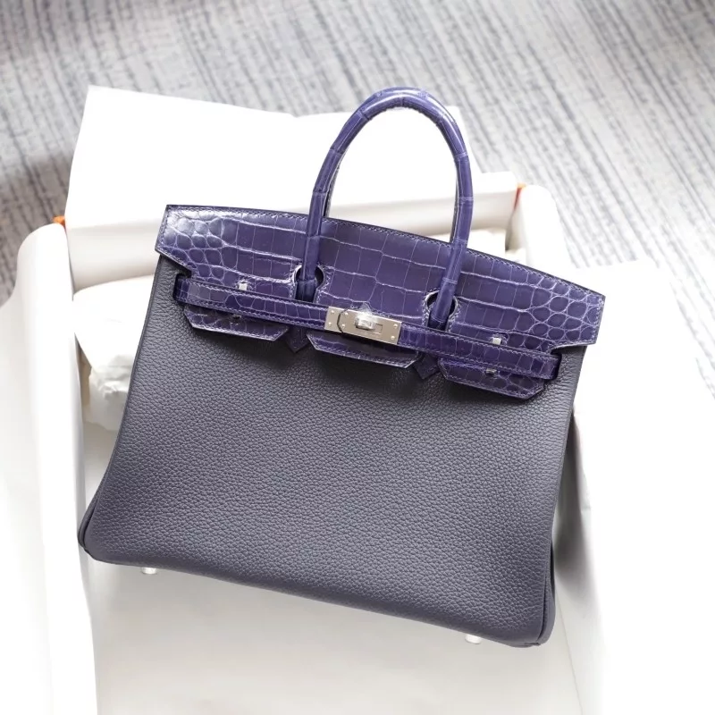 2z blue nuit togo M3 BIeu Encre nilo crocodile birkin 25 touch PHW