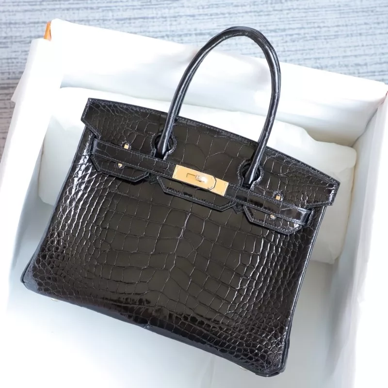 89 noir Black Alligator Crocodile Birkin 30 GHW