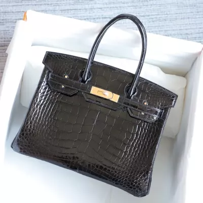 89 noir Black Alligator Crocodile Birkin 30 GHW