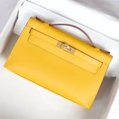 9D Jaune Amber  swift kelly pochette with ghw