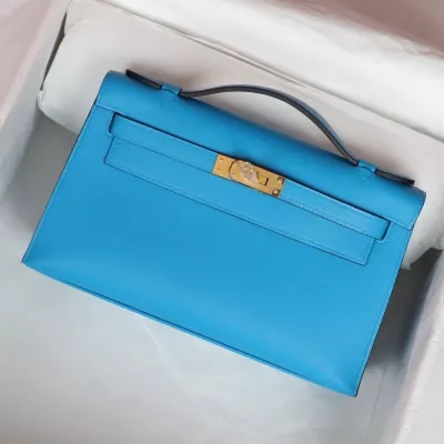 B3 Zanzibar BIue  swift kelly pochette with ghw