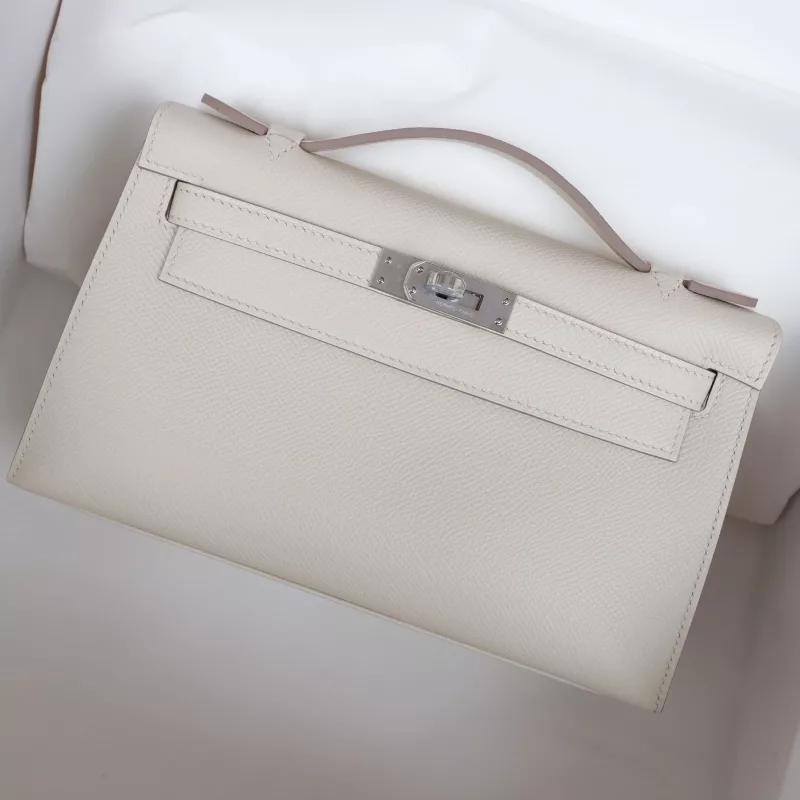 C10 Craie Epsom Kelly Pochette With PHW