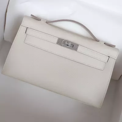 C10 Craie Epsom Kelly Pochette With PHW