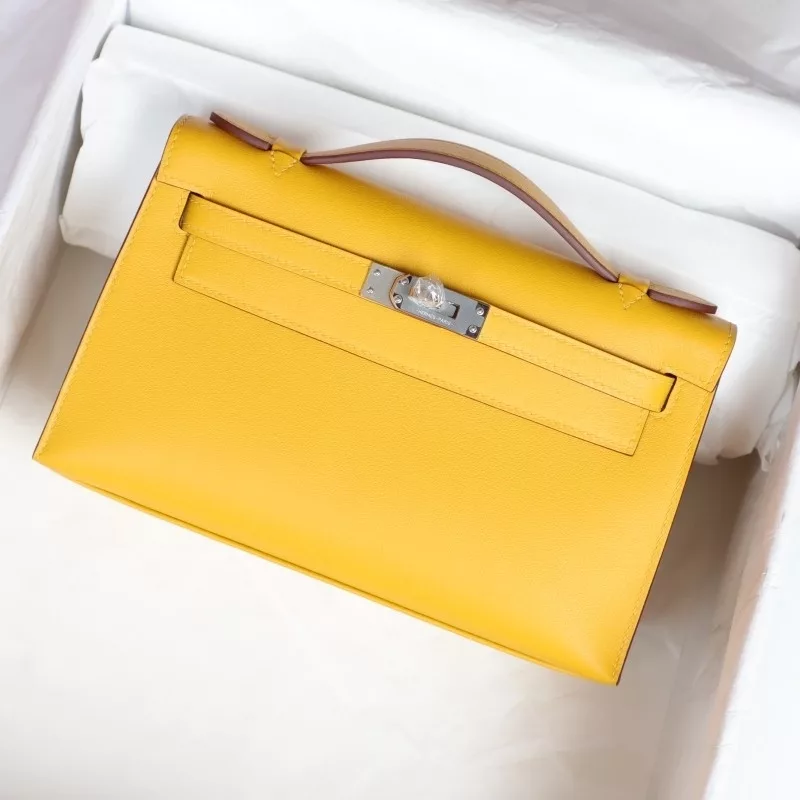 9D Jaune Amber  swift kelly pochette with phw