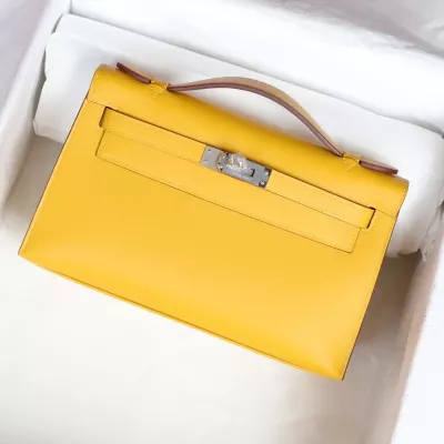 9D Jaune Amber  swift kelly pochette with phw