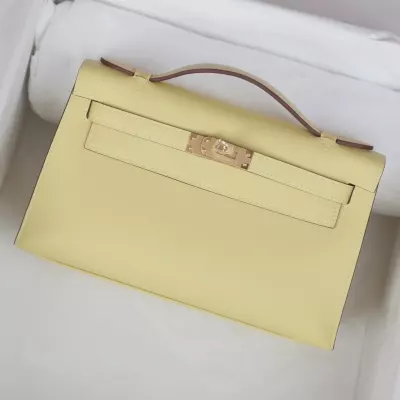 1z Jaune Pussin Swift Kelly Pochette With GHW