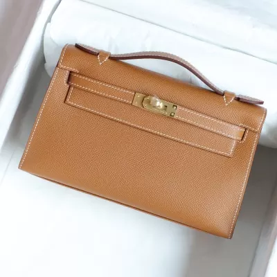 C37 GOLD epsom kelly pochette with ghw
