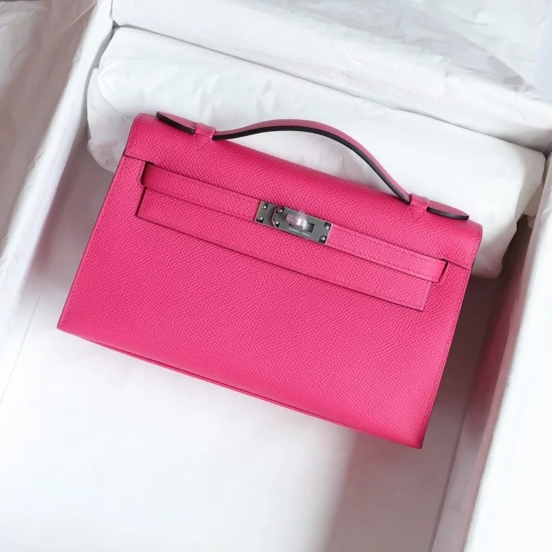E5 Rose Tyrien epsom kelly pochette with phw