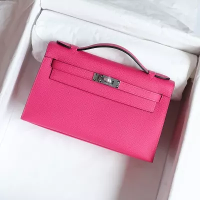 E5 Rose Tyrien epsom kelly pochette with phw