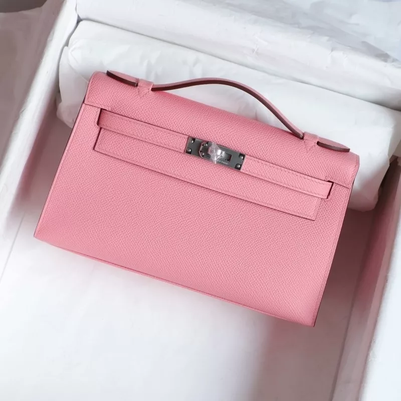 1Q Rose Confetti epsom kelly pochette with phw