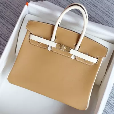 4B Biscuit and nata swift birkin 25 bi-color with GHW