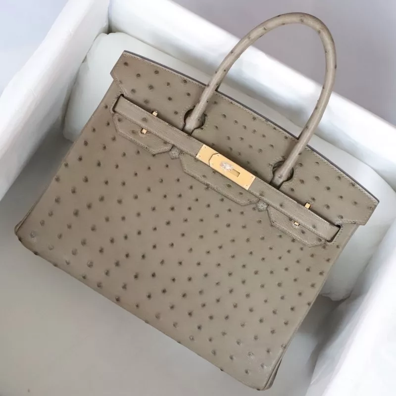 CK18 etoupe ostrich birkin 30 with ghw