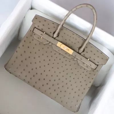 CK18 etoupe ostrich birkin 30 with ghw
