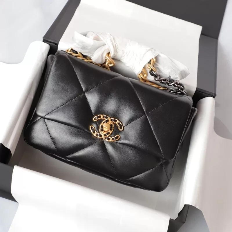 Black Quilted Lambskin Chanel 19 Flap Bag