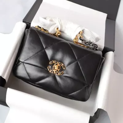 Black Quilted Lambskin Chanel 19 Flap Bag
