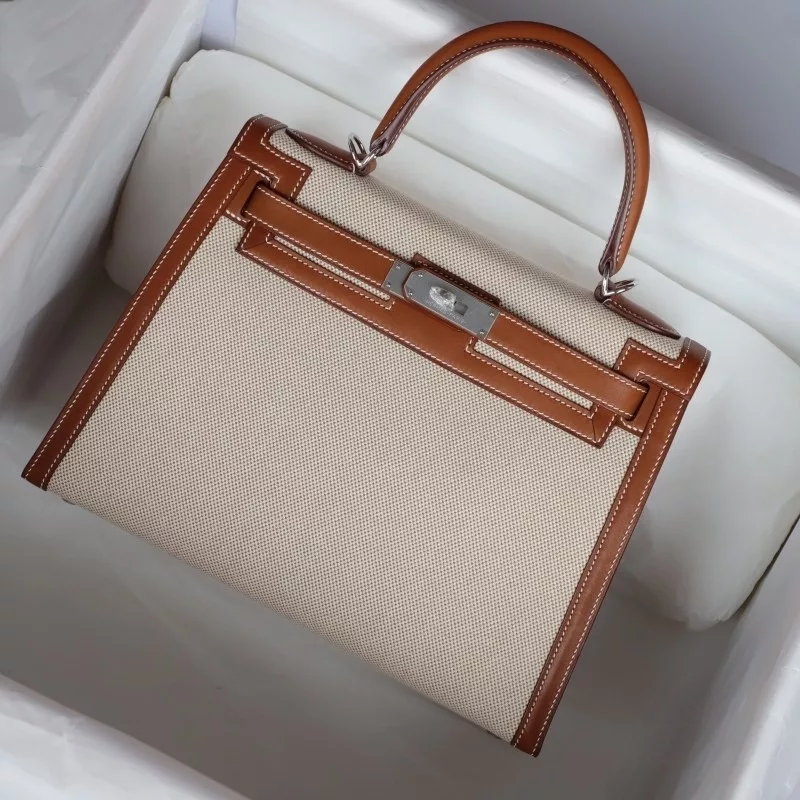 c37 gold  barenia &Canvas  Kelly 28cm with phw