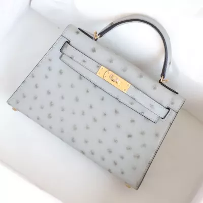 8U BIUE GIACIER OSTRICH MINI KELLY II with Ghw