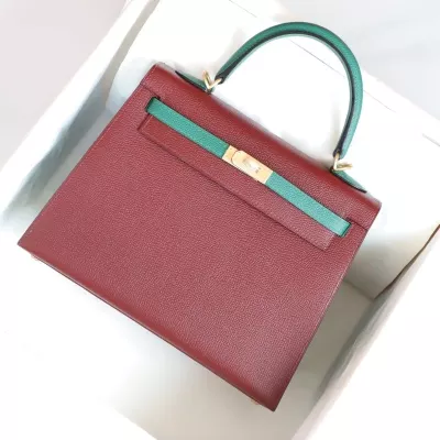 rouge H  and MaIachite epsom nata interior kelly 25 sellier with brusherd gold hardware