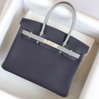 2Z blue nuit togo and gris mouette interior birkin 30 with phw