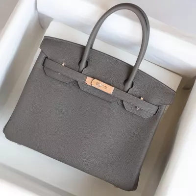 etain togo and 81 Gris TourtereIIe interior birkin 30 with rose gold hardware