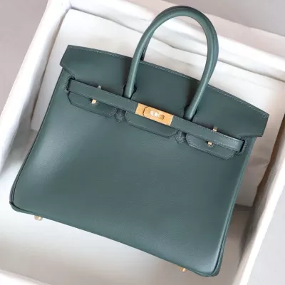 6O Vert Cypres swift birkin 25 with brushed gold hardware, HSS