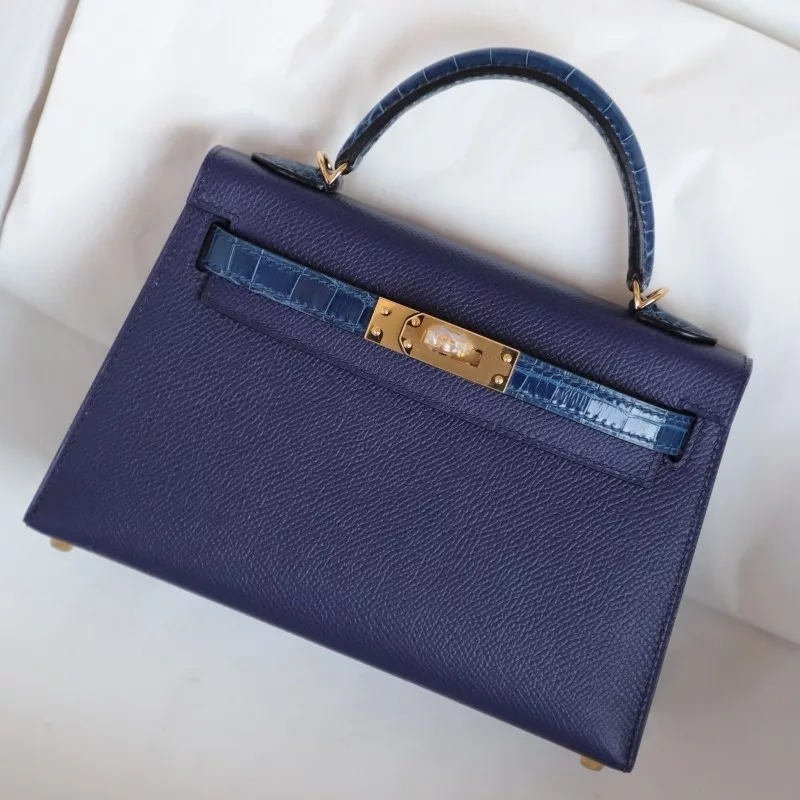 blue sapphire epsom and Mykonos aligator kelly mini touch with ghw
