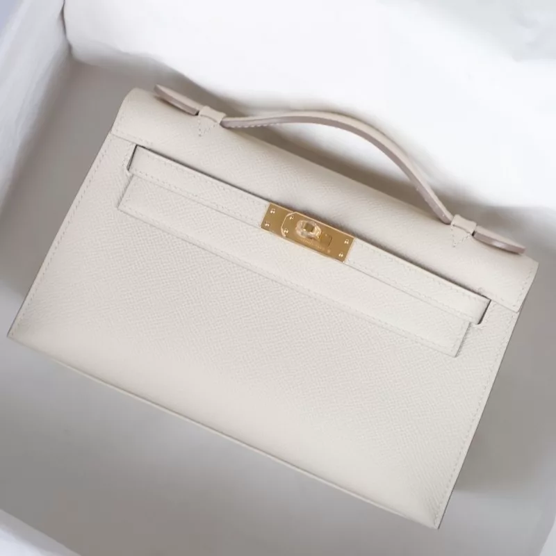 C10 Craie epsom and amber interior kelly pochette with ghw