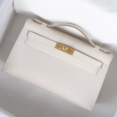 C10 Craie epsom and amber interior kelly pochette with ghw