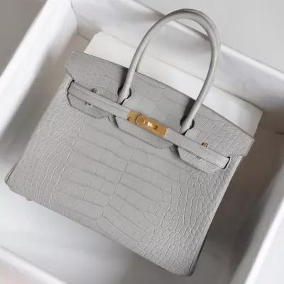 c80 gris pearl aligator matte crocodile birkin 30 with ghw