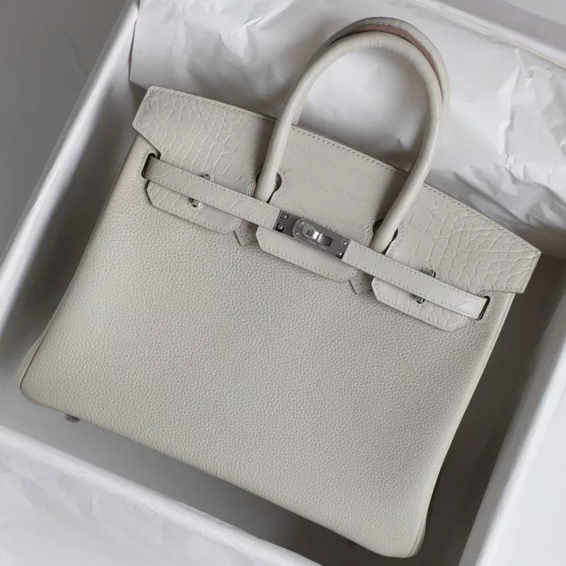 8L Beton togo and matte aligator crocodile birkin 25 touch with phw