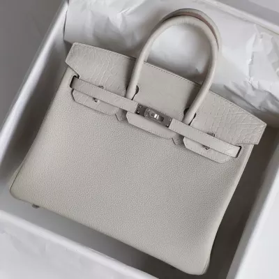 8L Beton togo and matte aligator crocodile birkin 25 touch with phw