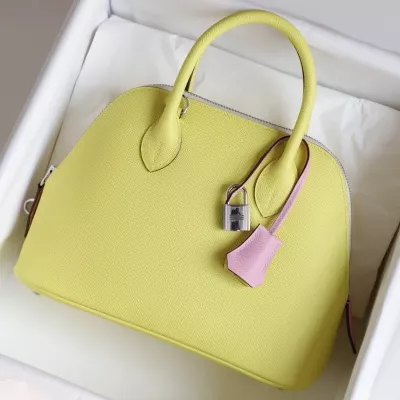 Hermes　Bolide bag 1923 Tricolore 25　Lime/Mauve sylvestre/Nata　Epsom leather　Silver hardware