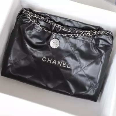 CHANEL 22sbag Letter Bag Shopping Bag Garbage Bag Black Small