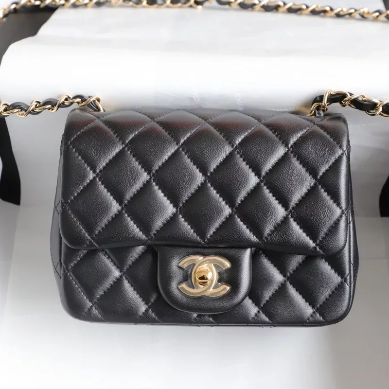 Chanel Timeless Classic Square Mini Flap Bag in Black and Gold hardware