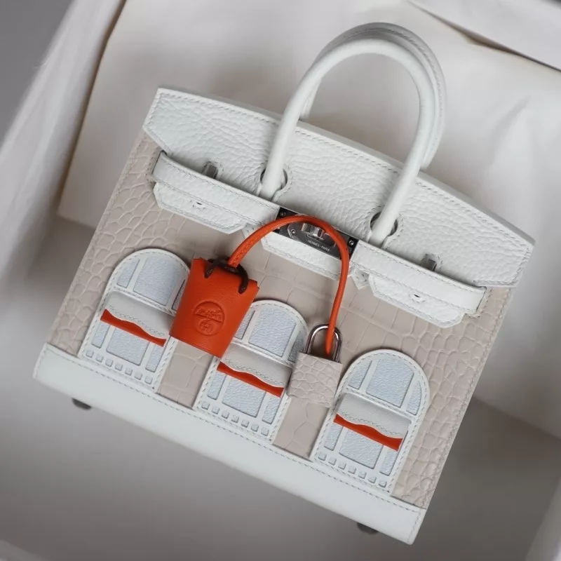 Herm&egrave;s Sac Faubourg Birkin 20 White Matte Alligator Palladium Hardware