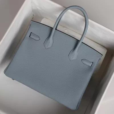 J7 BIue Lin togo and gold interior birkin 30 with phw