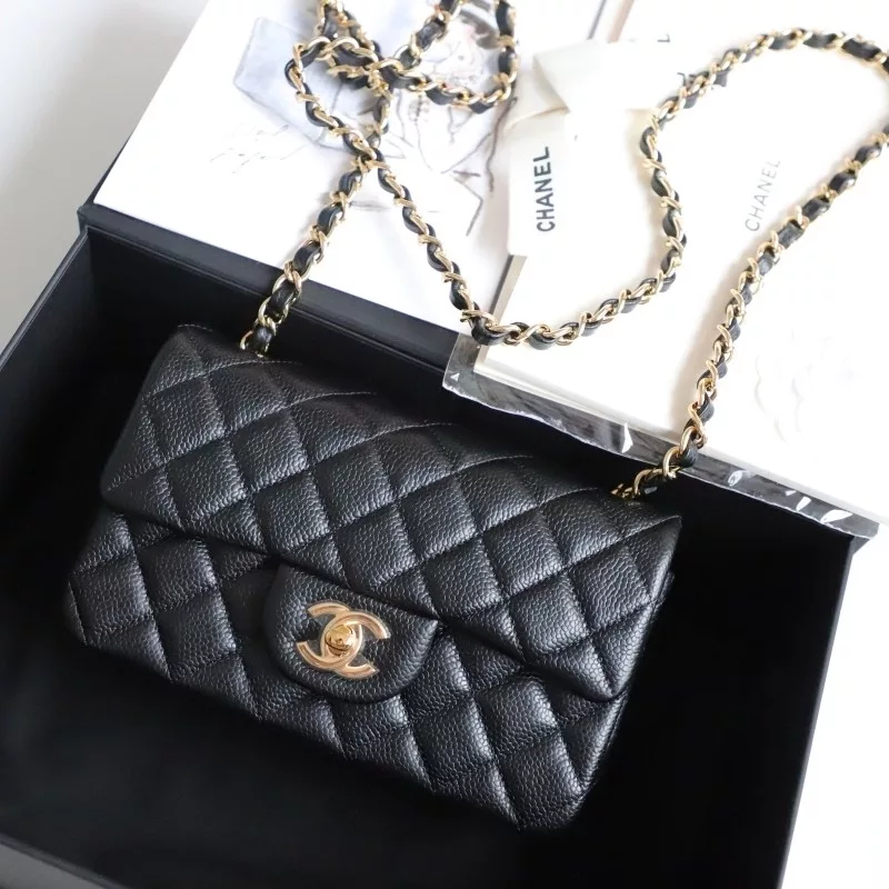 black caviar leather rectangular Chanel mini cf 20x12x6